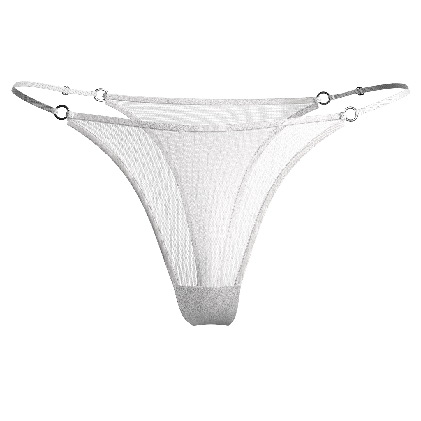 Alevy Studios white mesh thong with adjustable rings