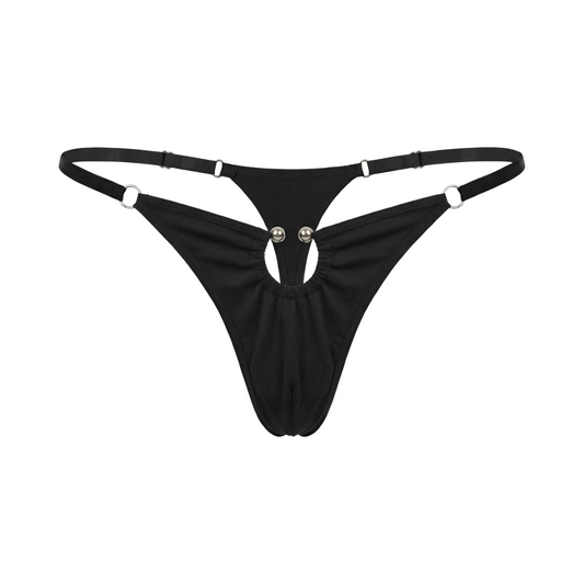 Black thong alevy studios with piercing lingerie